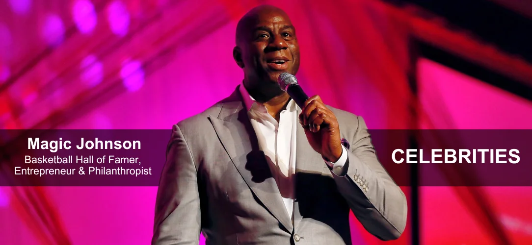 AAE works with well known celebrities like Magic Johnson and many others. Bring some star power to your next event. Ask us for a free quote today.