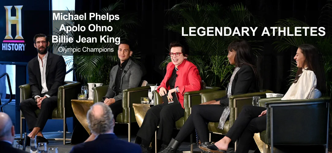 AAE was honored to bring Olympic legends Michael Phelps, Apollo Ohno and Billie Jean King, to a panel event on Olympic Champions for A&E’s The History Channel. Contact us to bring a great athlete, sports legend, or famous coach to your upcoming event.