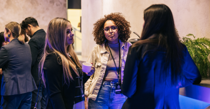 People mingling at a corporate event